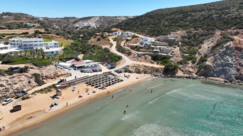 Aerial view of Provatas Beach on Milos