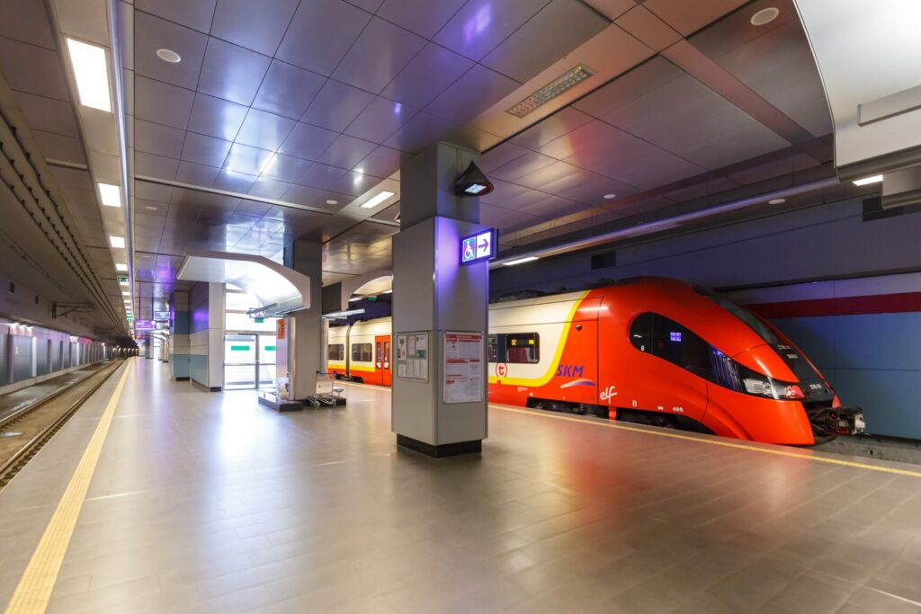 The railway station at Warsaw Chopin Airport