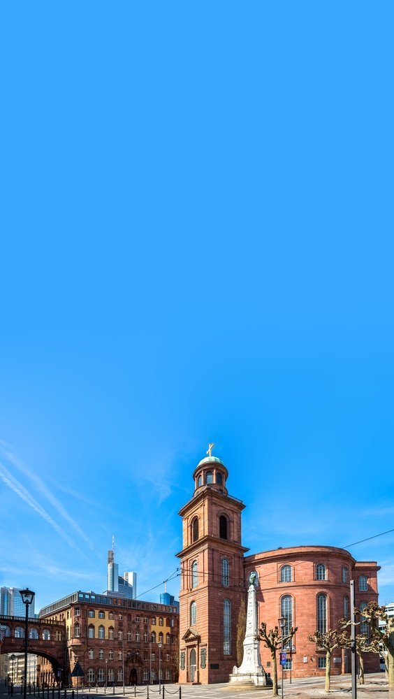 The red sandstone Paulskirche on Paulsplatz in Frankfurt