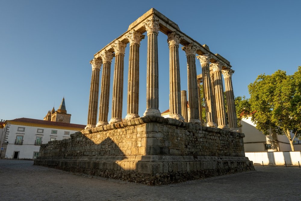 The Roman temple Templo de Diana in the centre of Évora