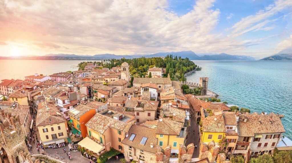 The rooftops of the Old Town in Sirmione on the peninsula in Lake Garda