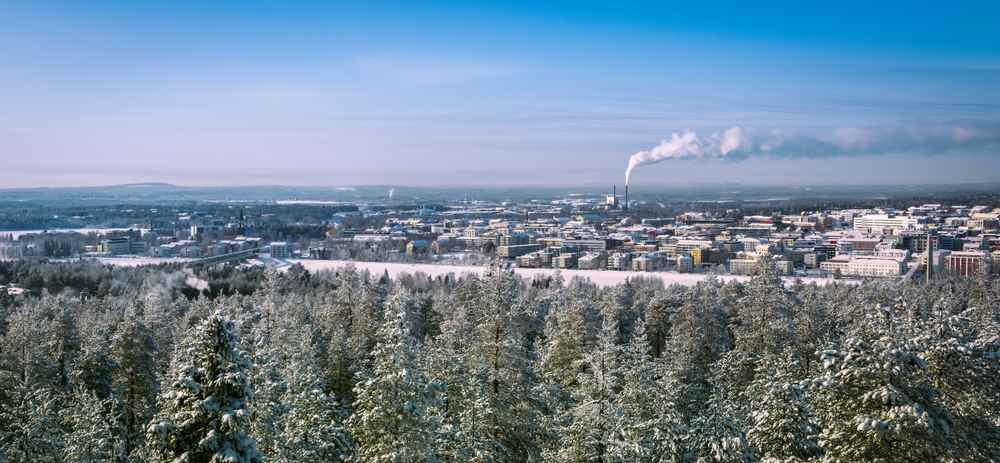 Panoramic view of Rovaniemi in winter in Lapland