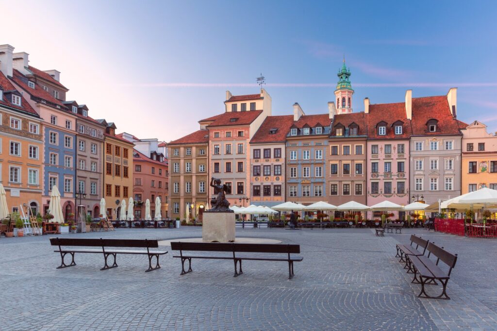 Rynek Starego Miasta square in Warsaw's Old Town with its colourful townhouses