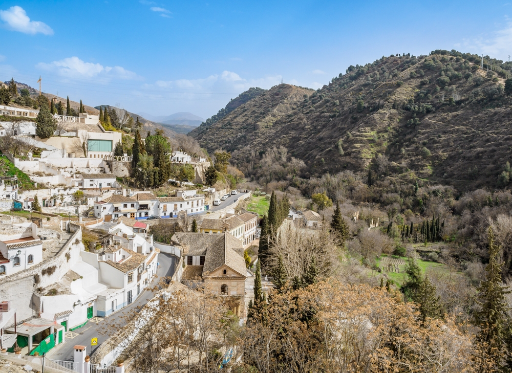 The Sacromonte neighbourhood on the hillside in Granada, Andalusia