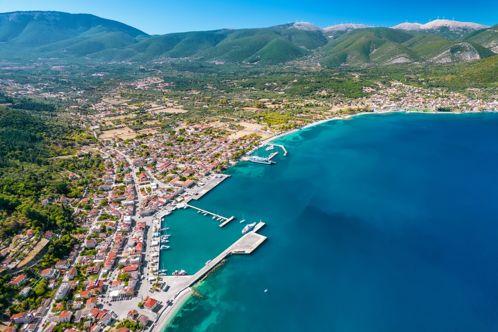 Aerial view of the harbour town of Sami in Kefalonia
