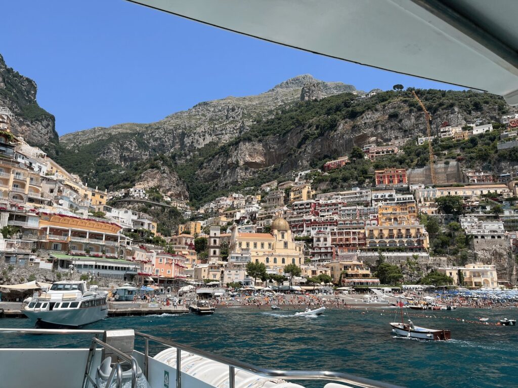 Spiaggia Grande beach and Positano seen from the sea