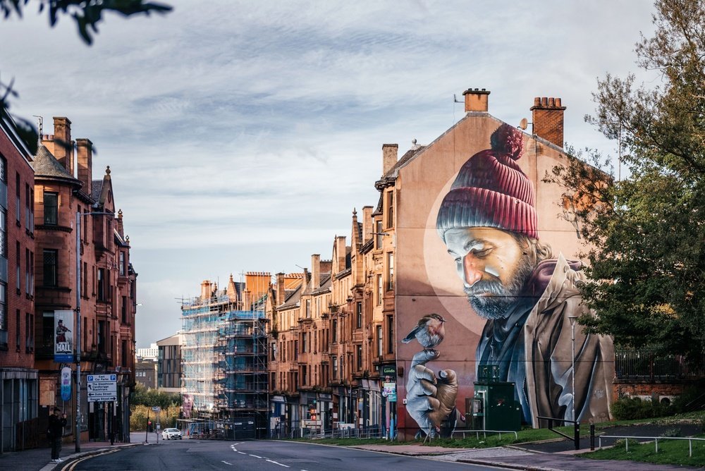 The St Mungo mural on High Street in Glasgow