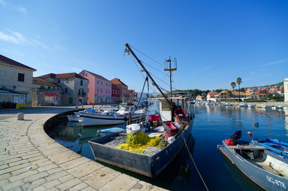Fishing boats by the quay in Stari Grad on Hvar