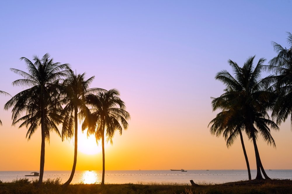 Sunset over Long Beach on the island of Phu Quoc