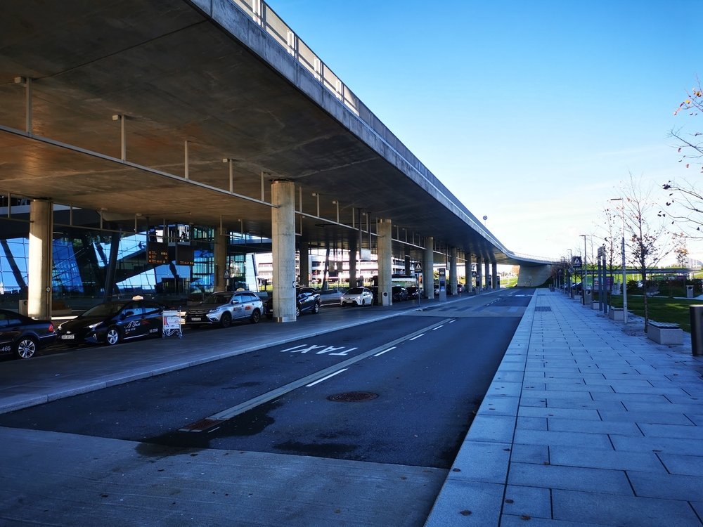 The taxi rank outside Bergen Airport Flesland