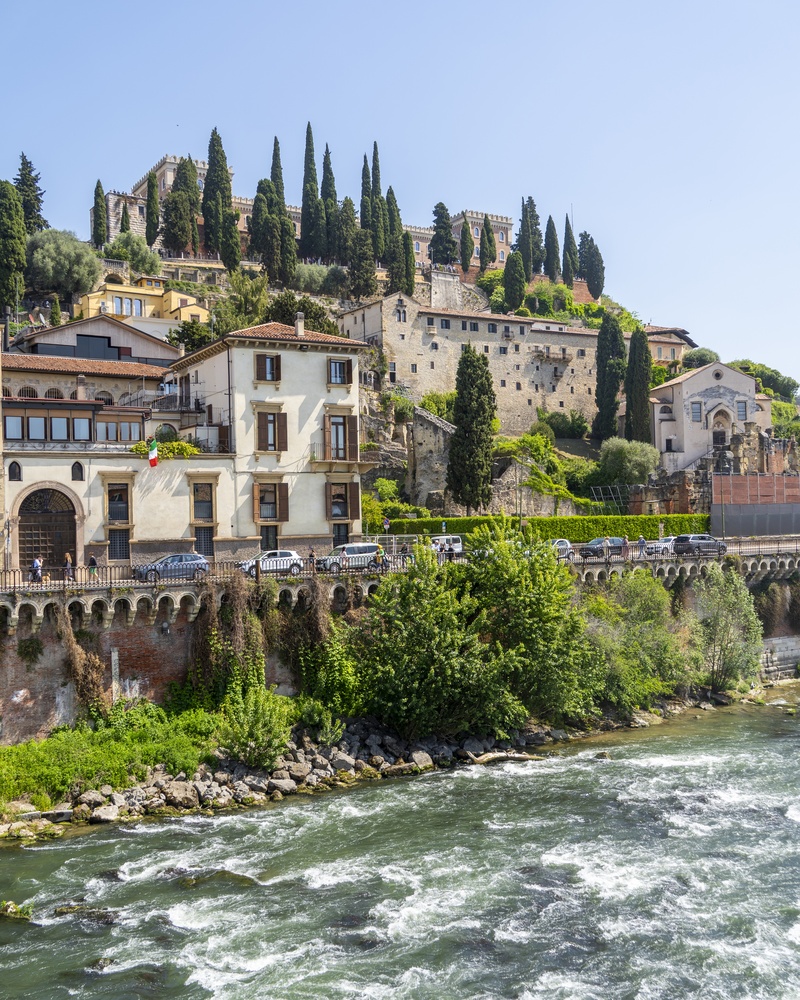 Teatro Romano and Castel San Pietro by the River Adige in Veronetta