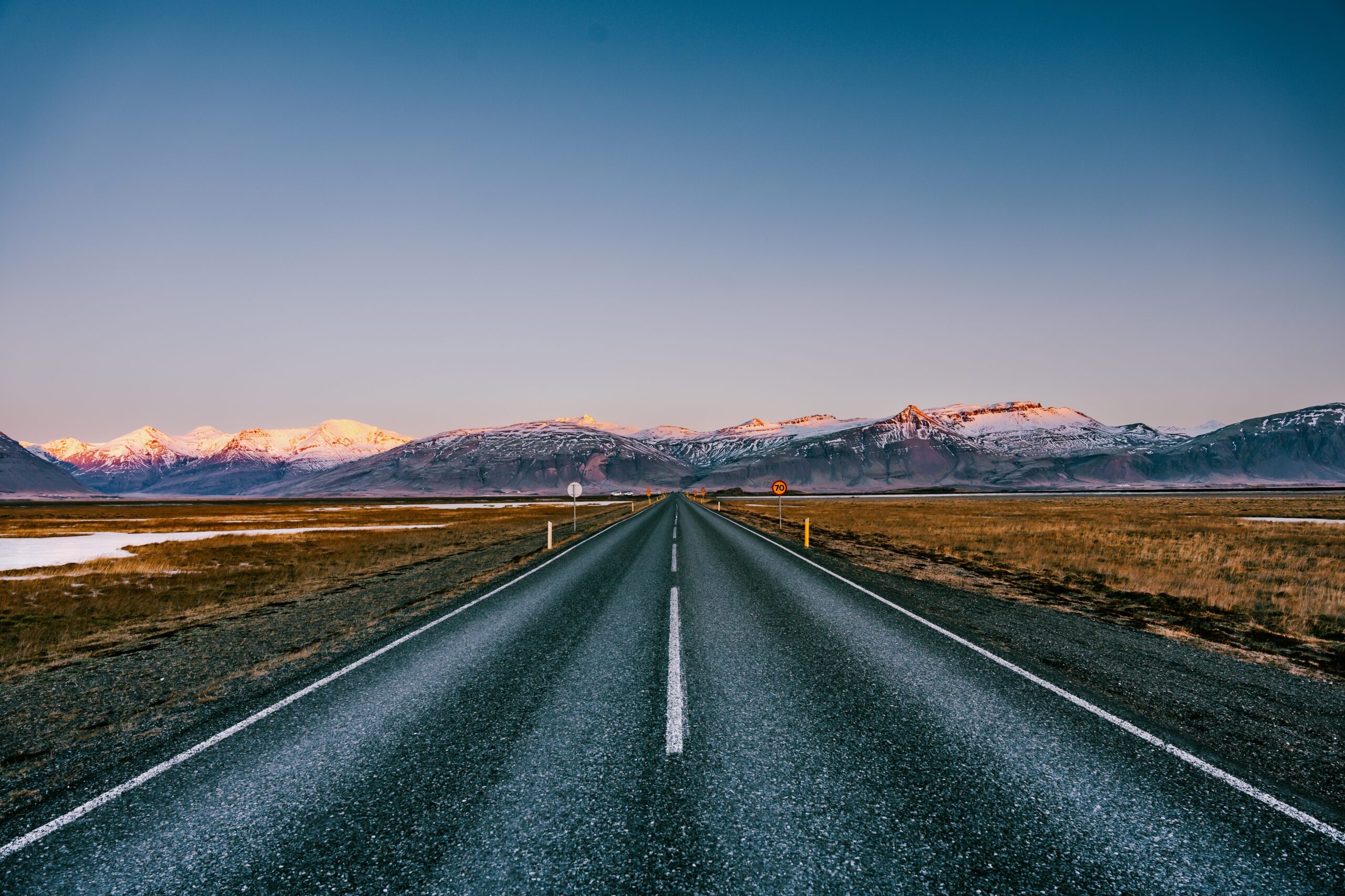 The Ring Road on the south coast of Iceland with mountains and glaciers