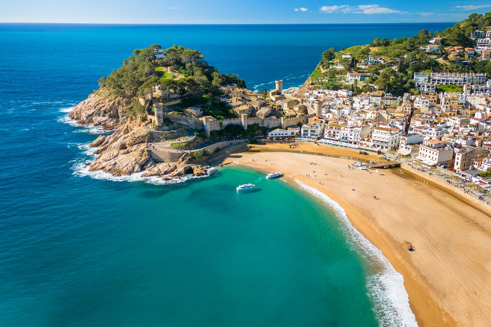 Tossa de Mar on the Costa Brava with the beach and the Vila Vella fortress
