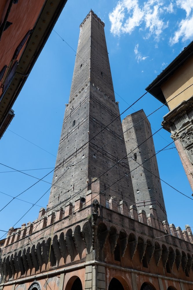 The two towers, Asinelli and the leaning Garisenda, in Bologna