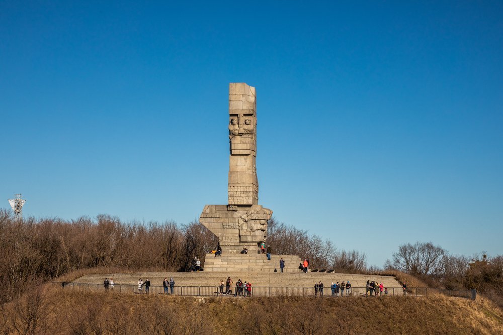 The Westerplatte monument seen from the ferry