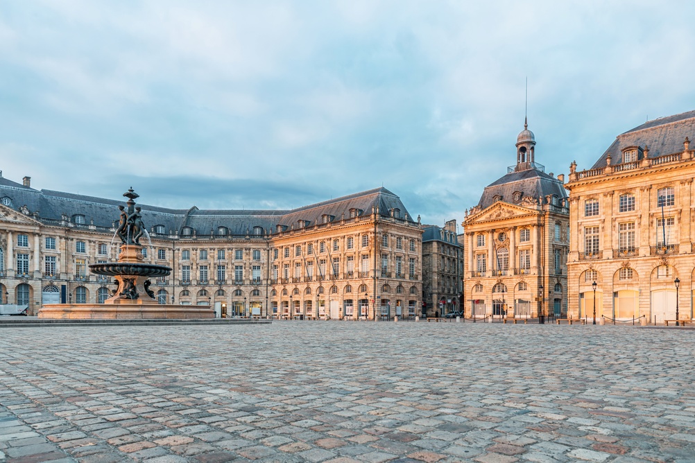 Place de la Bourse and the Three Graces fountain in Bordeaux