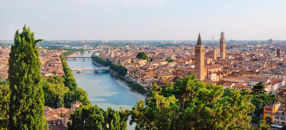 Panorama of Verona with the River Adige winding through the city