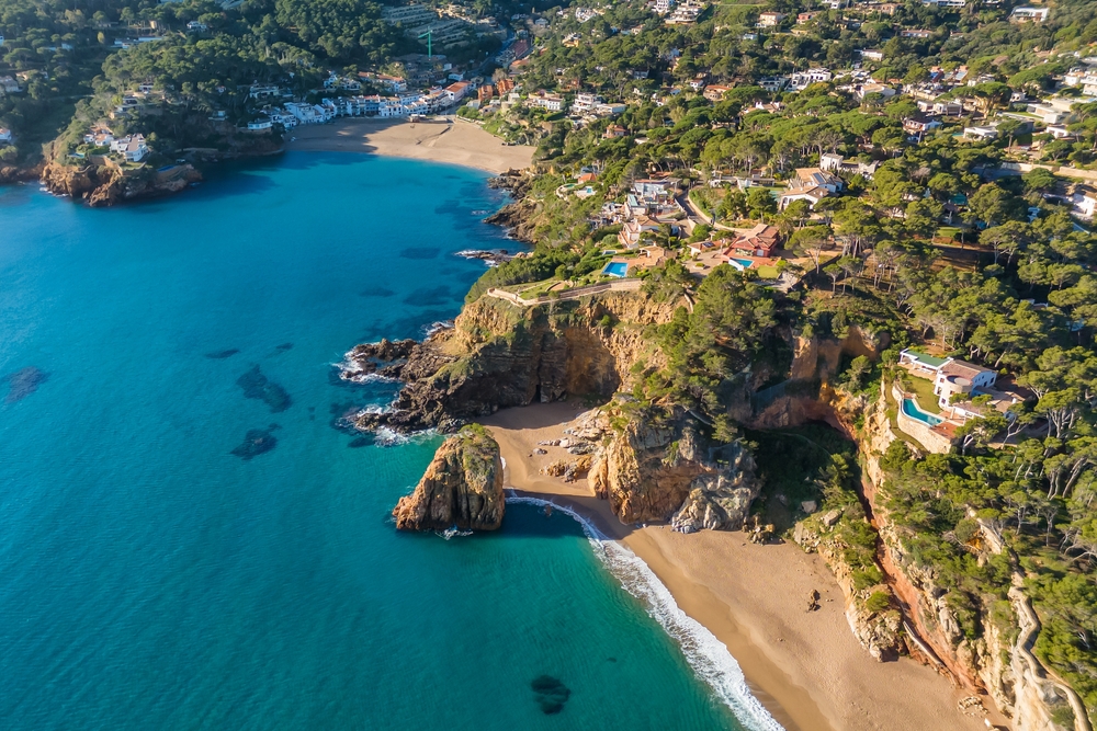 The Costa Brava coastline on the Mediterranean with cliffs, coves and clear water