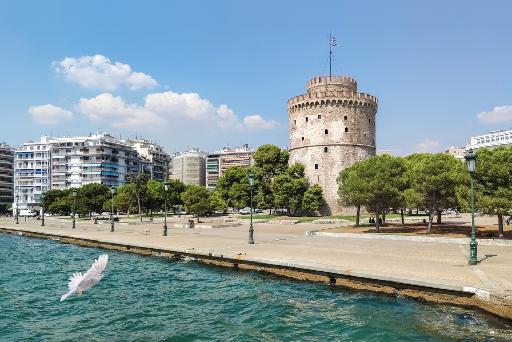 The White Tower in Thessaloniki, the city's historic landmark on the seafront promenade