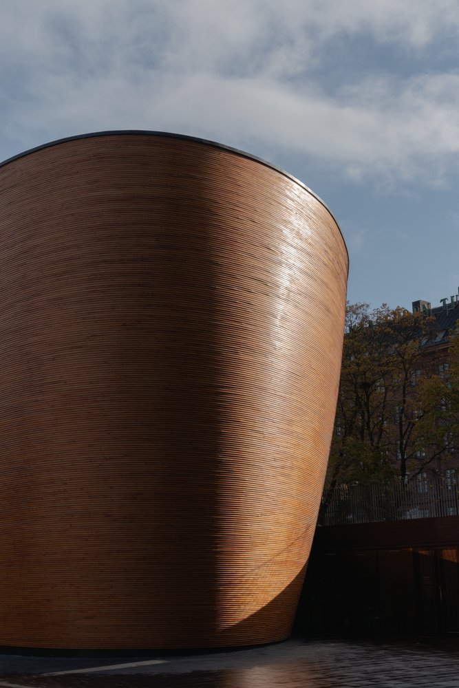 The wooden Kamppi Chapel on Narinkkatori in Helsinki