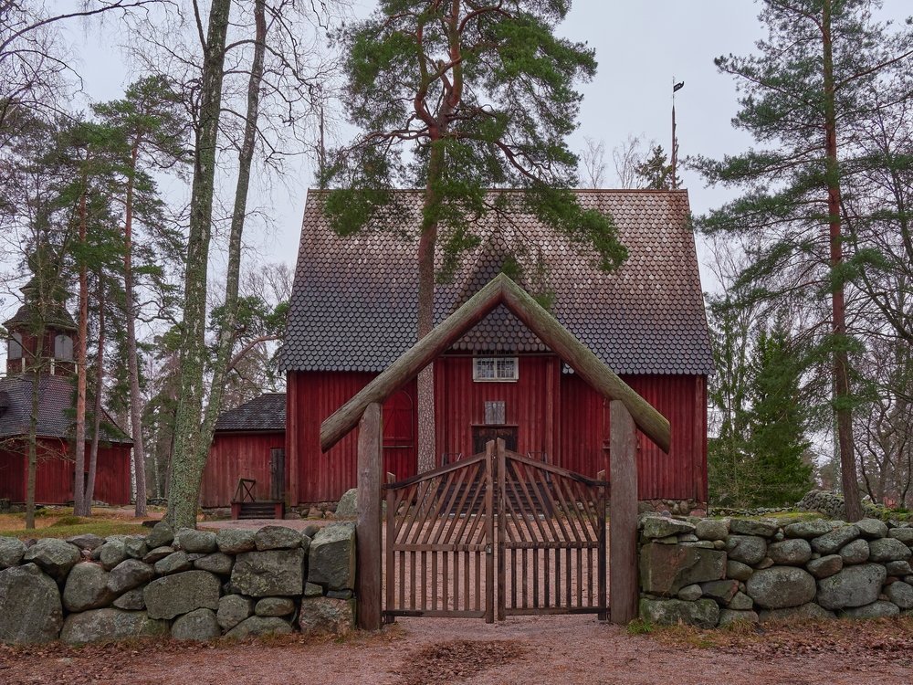 The wooden Karuna Church at Seurasaari Open-Air Museum in Helsinki